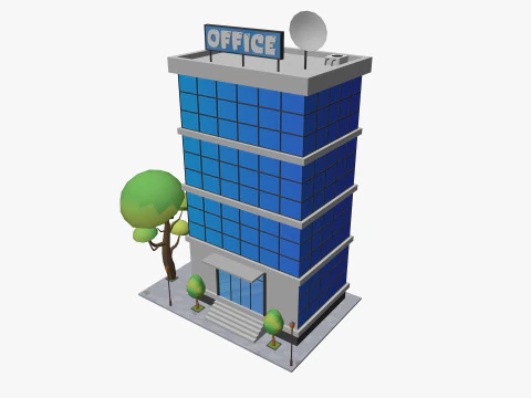 Edificio de oficinas de dibujos animados Low-poly Modelo 3D