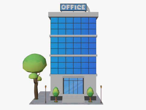 Cartoon Office Building Low-poly 3D 모델