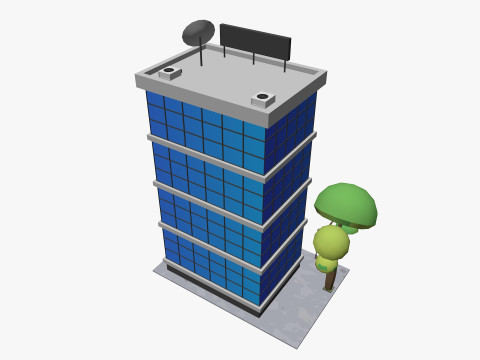 Cartoon Office Building Low-poly 3D 모델