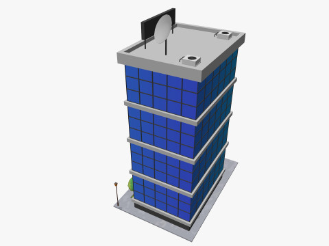 Cartoon Office Building Low-poly 3D 모델