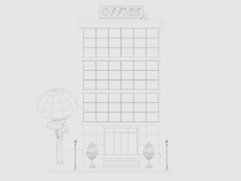 Cartoon Office Building Low-poly 3D 모델