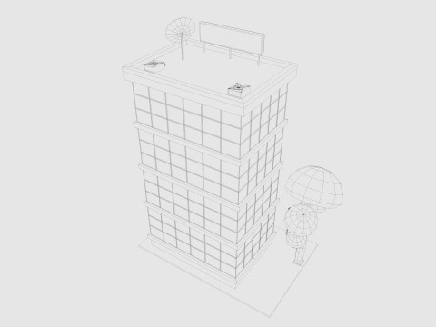 Cartoon Office Building Low-poly 3D 모델