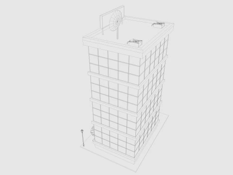 Cartoon Office Building Low-poly 3D Model