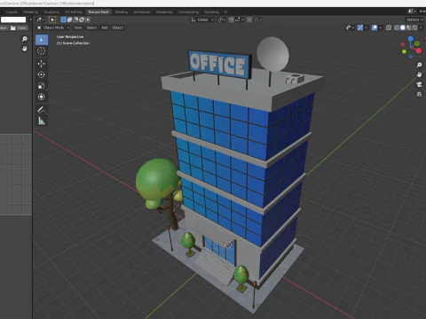 Cartoon Office Building Low-poly 3D Model