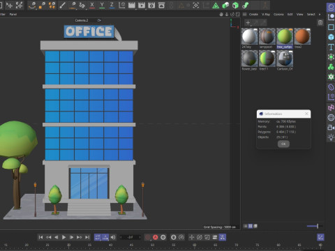 Cartoon Office Building Low-poly 3D 모델