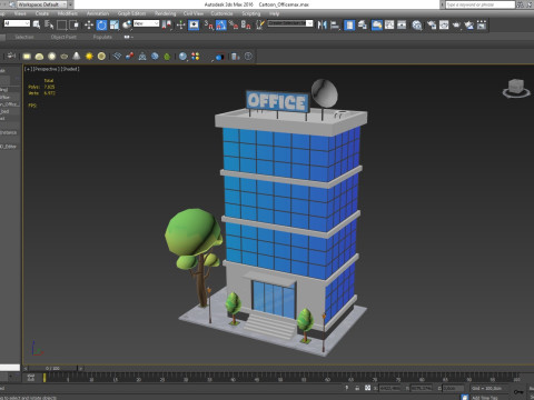Cartoon Office Building Low-poly 3D 모델