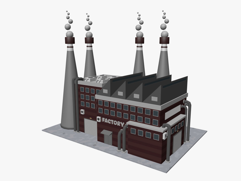 Cartoon Factory Low-poly 3D Model .c4d .max .obj .3ds .fbx .stl .blend 