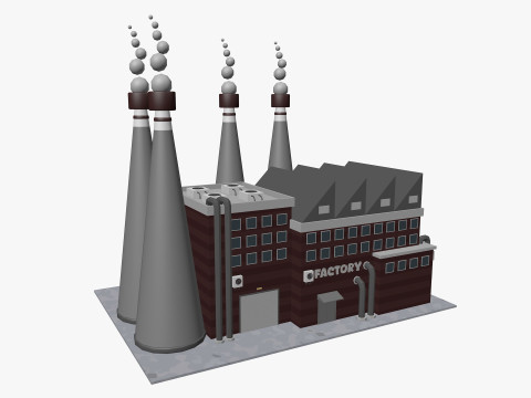 Cartoon Factory Low-poly 3D Model