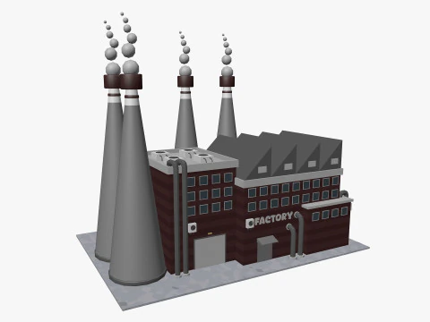 Cartoon Factory Low-poly 3D Model