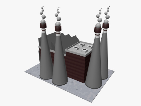 Cartoon Factory Low-poly 3D Model