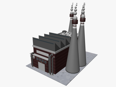 Cartoon Factory Low-poly 3D Model