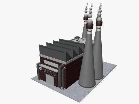 Cartoon Factory Low-poly 3D Model