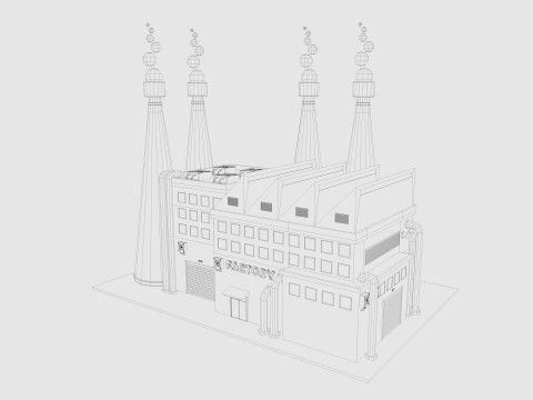 Cartoon Factory Low-poly 3D Model