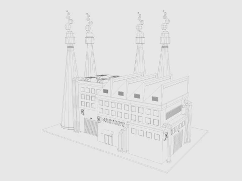 Cartoon Factory Low-poly 3D Model