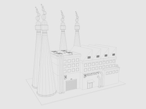 Cartoon Factory Low-poly 3D Model
