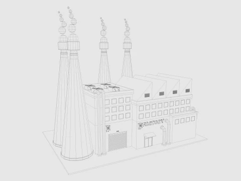 Cartoon Factory Low-poly 3D Model