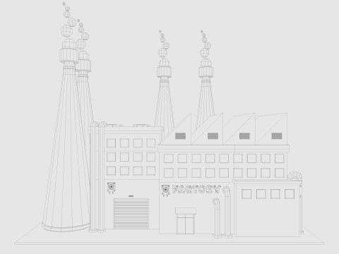 Cartoon Factory Low-poly 3D Model