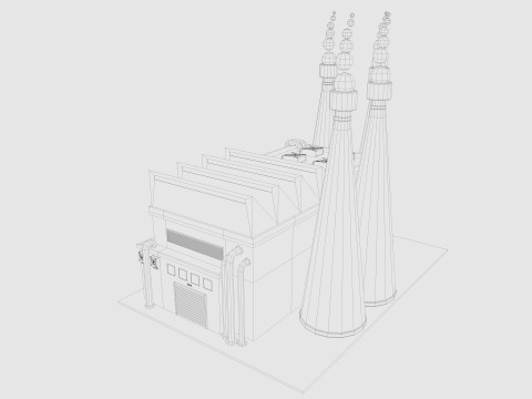 Cartoon Factory Low-poly 3D Model