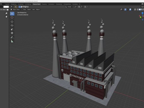 Cartoon Factory Low-poly 3D Model