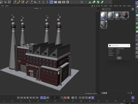 Cartoon Factory Low-poly 3D Model