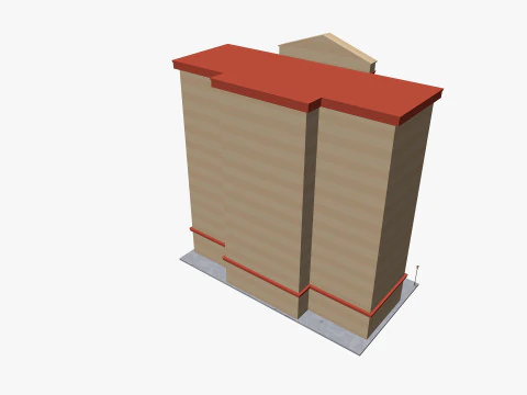Cartoon Hotel Low-poly 3D Model