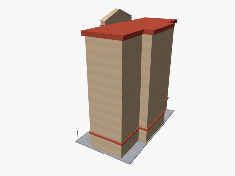 Cartoon Hotel Low-poly 3D Model
