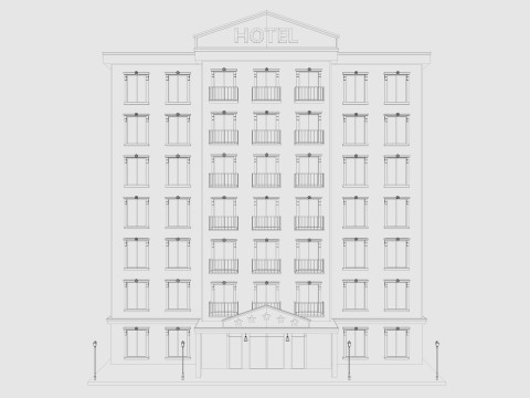 Cartoon Hotel Low-poly Model 3D