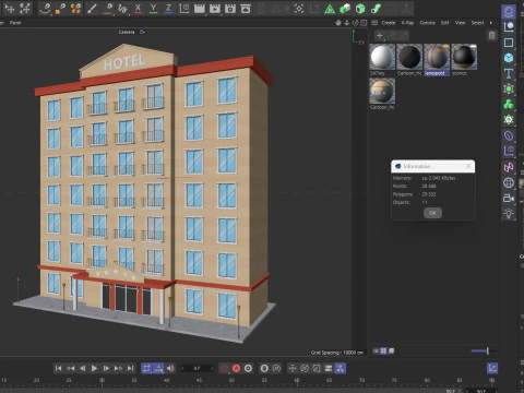 Cartoon Hotel Low-poly 3D Model