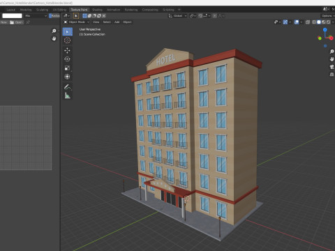 Cartoon Hotel Low-poly Model 3D