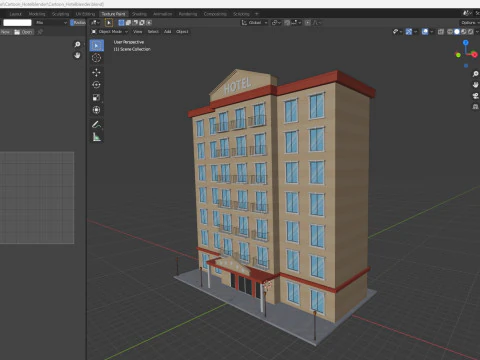 Cartoon Hotel Low-poly 3D Model