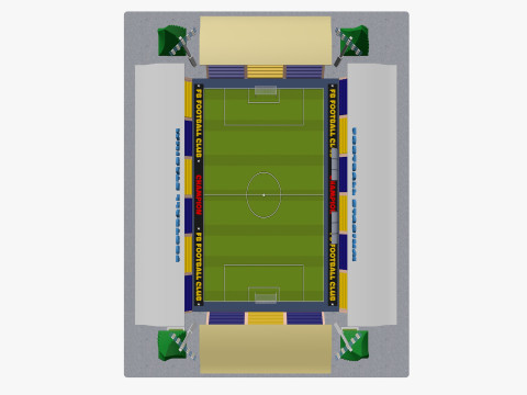 Cartoon Football Stadium Low-poly 3D Модель