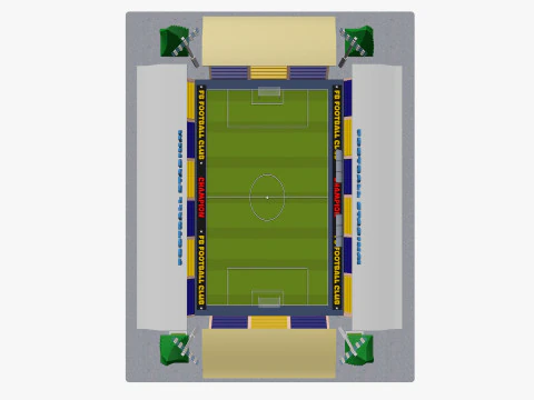 Cartoon Football Stadium Low-poly 3D Model