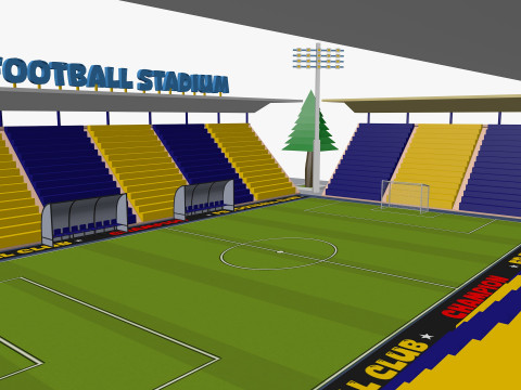 Cartoon Football Stadium Low-poly 3D Модель
