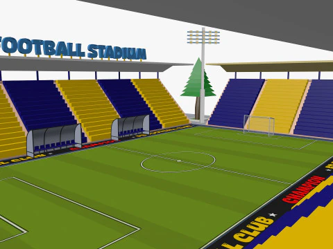 Cartoon Football Stadium Low-poly 3D Model