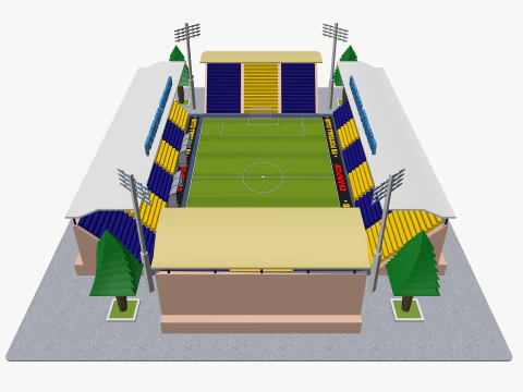 Cartoon Football Stadium Low-poly 3D Model