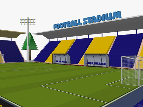 Cartoon Football Stadium Low-poly 3D Model