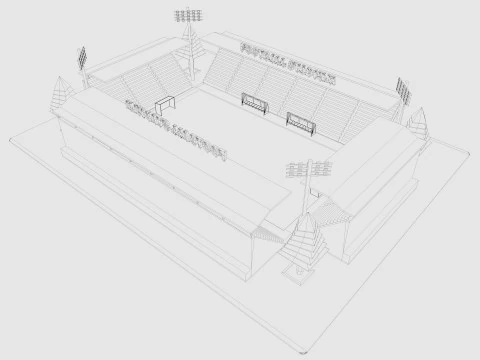 Cartoon Football Stadium Low-poly 3D Model