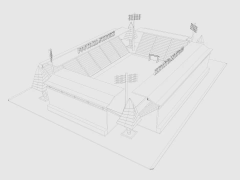 Cartoon Football Stadium Low-poly 3D Model