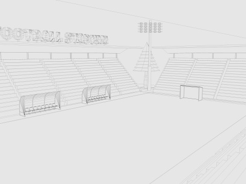 Cartoon Football Stadium Low-poly 3D Модель