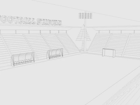 Cartoon Football Stadium Low-poly 3D Model