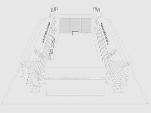 Cartoon Football Stadium Low-poly 3D Model