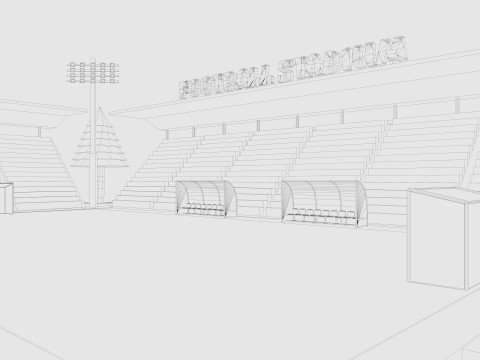 Cartoon Football Stadium Low-poly 3D Модель