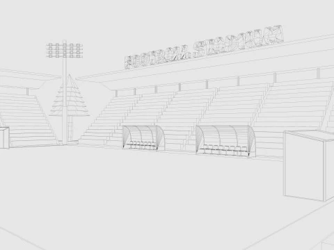 Cartoon Football Stadium Low-poly 3D Model