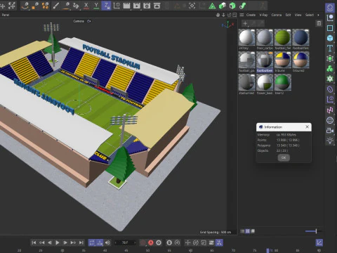 Cartoon Football Stadium Low-poly 3D Model