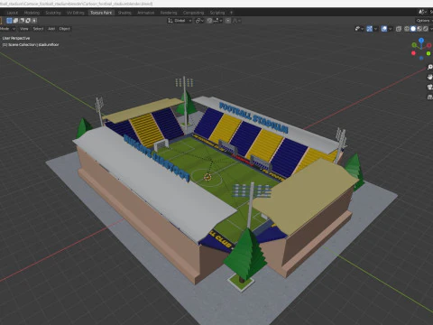Cartoon Football Stadium Low-poly 3D Model