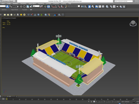 Cartoon Football Stadium Low-poly 3D Модель