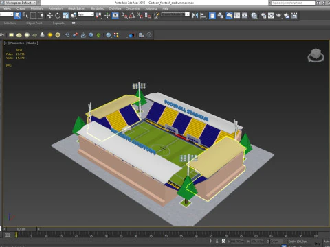 Cartoon Football Stadium Low-poly 3D Model