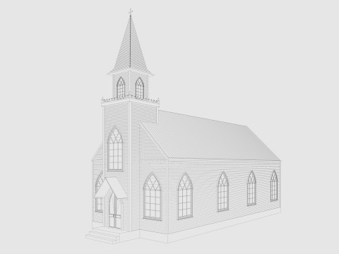 Church Low-poly 3Dモデル