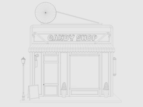Cartoon Candy Shop Low-poly 3D Model