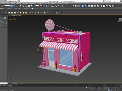 Cartoon Candy Shop Low-poly 3D Модель